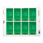 Étiquette Élégant vert forêt 3d Monogramme (Feuille entière)