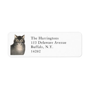 Étiquette Elegant Victorian Tabby Cat Return Address Label