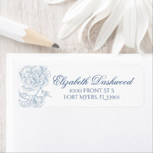 Étiquette Elégant Vintage Classy French Blue Floral Toile