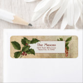 Étiquette Élégant Vintage Holly sur parchemin d'or (En situation)