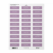 Étiquette Élégant violet blanc moderne Script simple Modèle (Feuille entière)
