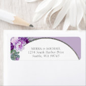 Étiquette Élégant Violet Floral Arch Arch Argent Adresse de (En situation)