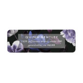 Étiquette Élégant Violet foncé Floral Adresse de retour (Devant)