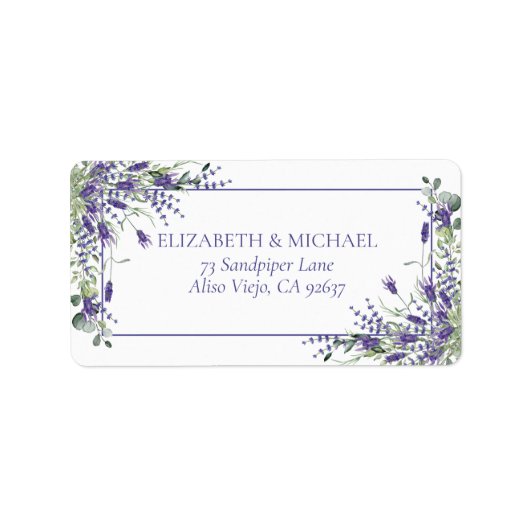 Étiquette Élégant violet Mariages floraux Adresse de retour (Devant)