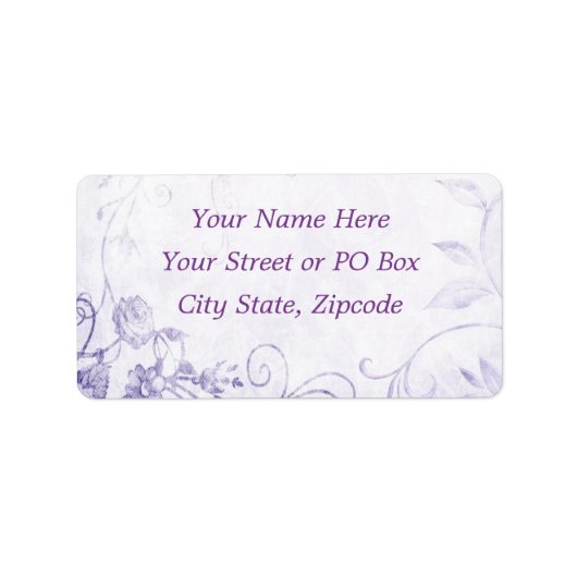 Étiquette Élégant violet Vintage (Devant)