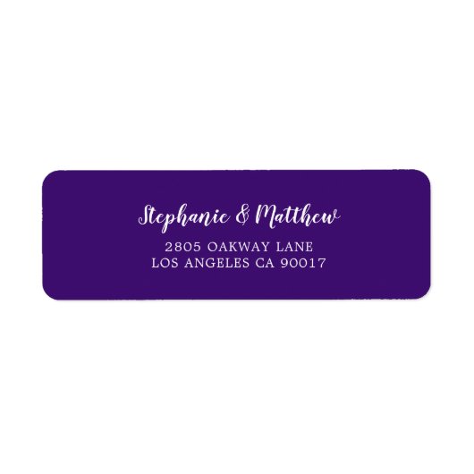 Étiquette Élégant violet violet blanc Mariage de script (Devant)