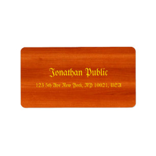 Étiquette Elegant Walnut Wood Nostalgic Template Gold Script
