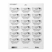 Étiquette Elegant Watercolor Black White Floral Address (Feuille entière)