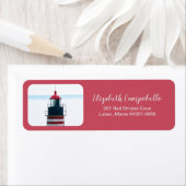 Étiquette Elegant West Quoddy Coral Lighthouse Adresse (En situation)