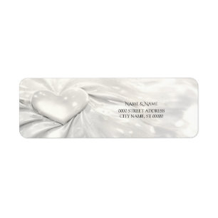 Étiquette Élégant White Cream Heart Adresse de retour Label