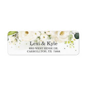 Étiquette Elegant White Rose & Gold Modern Font Adresse (Devant)