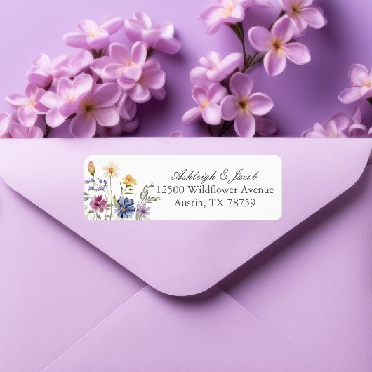Étiquette Elegant Wildflower Spring Wedding Return Address