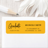 Étiquette Elegant Yellow Script Graduation Return Address (En situation)