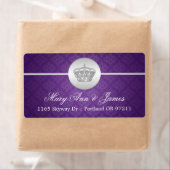 Étiquette Élégante adresse de mariage Couronne royale pourpr (En situation)