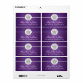 Étiquette Élégante adresse de mariage Couronne royale pourpr (Feuille entière)