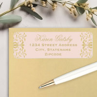 Élégante Adresse de Mariage en Rose Doré Damassé
