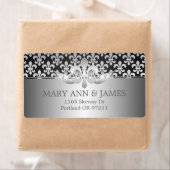 Étiquette Élégante Adresse De Mariage Fleur De Lis Noir (En situation)