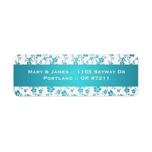 Étiquette Élégante adresse de mariage Floral Pattern Aqua Bl (Devant)