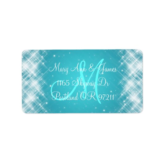 Étiquette Élégante Adresse de mariage Glamour Sparks Blue (Devant)