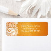 Étiquette Élégante Adresse de mariage Paisley Lace Orange (En situation)