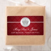 Étiquette Élégante adresse de mariage Royal Crown Red (En situation)