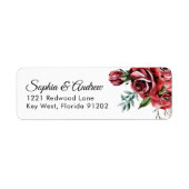 Étiquette Élégante Adresse de Mariage Rustique Rose Rouge Ma (Devant)