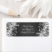 Étiquette Élégante Adresse de mariage Sparkling Wave Black (En situation)