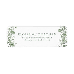 Étiquette Élégante Adresse de Mariage Vert Sauge Vintage Cla
