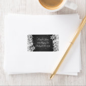 Étiquette Élégante adresse de mariage Winter Snowflakes Blac (En situation)