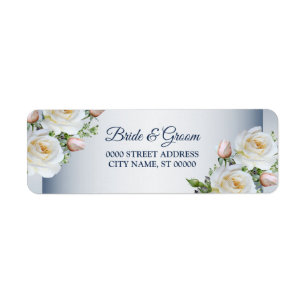 Étiquette Élégante adresse de retour de mariage bleu floral