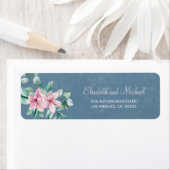 Étiquette Élégante adresse de retour de mariage bleu poussié (En situation)