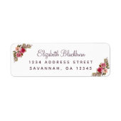 Étiquette Élégante Adresse de Retour de Mariage Floral Botan (Devant)