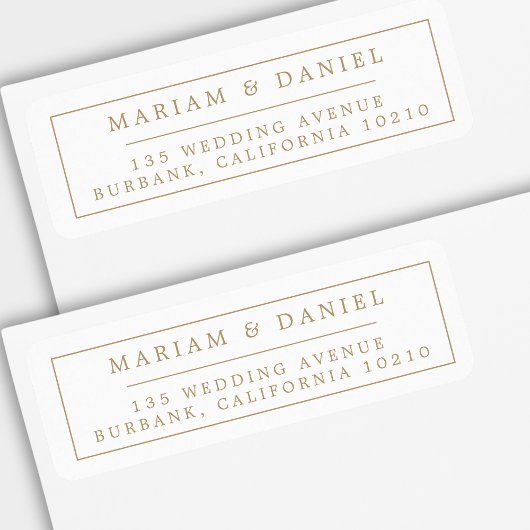 Étiquette Élégante Adresse de Retour de Mariage Simple Bordu