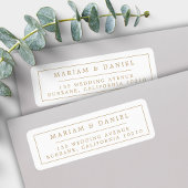 Étiquette Élégante Adresse de Retour de Mariage Simple Bordu