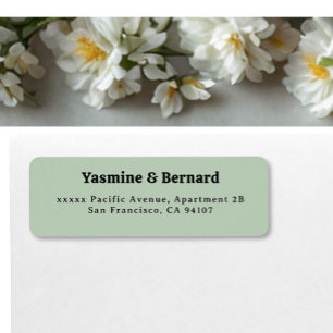 Étiquette Élégante Adresse de Retour de Mariage Simple Vert 