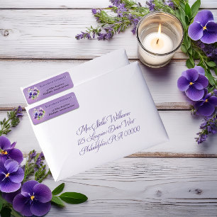 Étiquette Élégante adresse de retour florale violette Boho