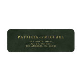 Étiquette Élégante adresse de retour mariage or vert (Devant)