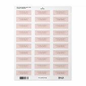 Étiquette Élégante adresse de retour rose pâle (Feuille entière)