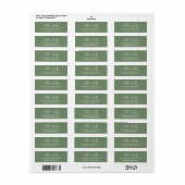 Étiquette Élégante Adresse de Retour Simple Moderne Vert Sau (Feuille entière)