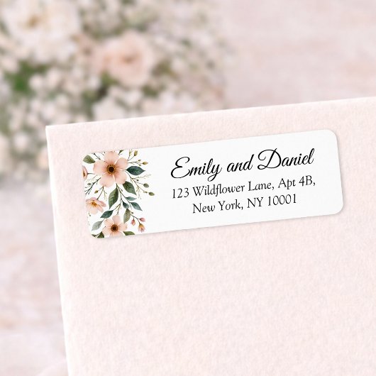 Étiquette Élégante Anémone Fleur Sauvage Mariage Adresse de