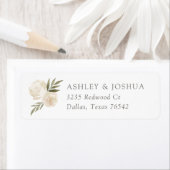 Étiquette Elégante aquarelle blanche Floral Adresse de retou (En situation)