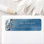 Étiquette Elégante aquarelle bleue avec Floral Return Adress (En situation)
