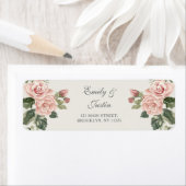 Étiquette Elégante aquarelle Blush Rose Mariage Adresse (En situation)
