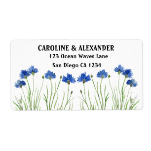 Étiquette Elégante aquarelle Cornflowers Fleur sauvage Maria