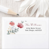 Étiquette Elégante aquarelle fleur sauvage moderne adresse (En situation)
