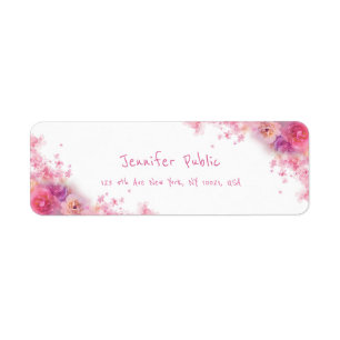 Étiquette Elégante aquarelle Fleurs Rose Floral Moderne