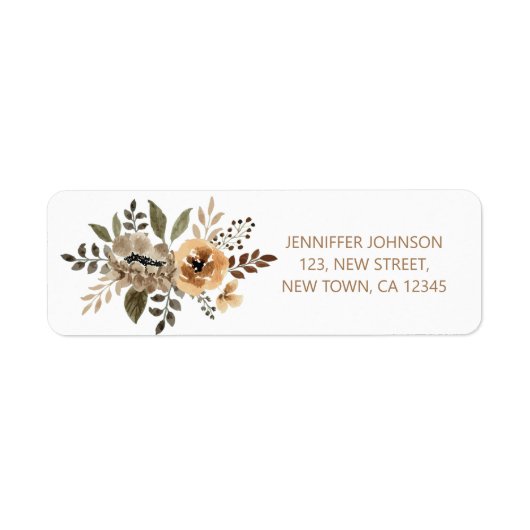 Étiquette Élégante aquarelle Flora Adresse de retour Label (Devant)