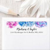 Étiquette Elégante aquarelle Floral Hydrangea Adresse de ret (En situation)