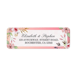 Étiquette Elégante aquarelle Floral Script Mariage Adresse