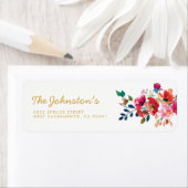 Étiquette Elégante aquarelle florale Mariage or blanc (En situation)